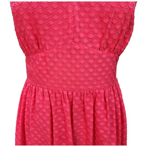 Nine West Dress Women’s 12 Fit & Flare Hot Pink Lined Textured Casual Church Wor - Picture 5 of 14